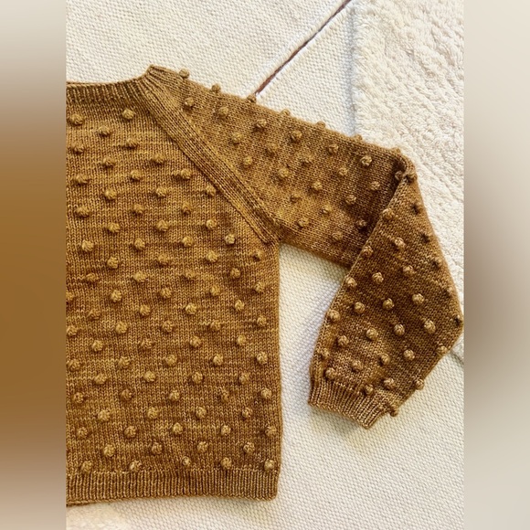 Misha & Puff Wool Bronze Brown Spun Gold Rose Popcorn Mock Neck Sweater PCP 7-8y - Picture 2 of 12
